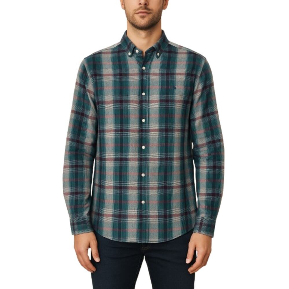 Penguin Men’s Button Down Shirt Blue Green Plaid Long Sleeve NWT Size 2XL